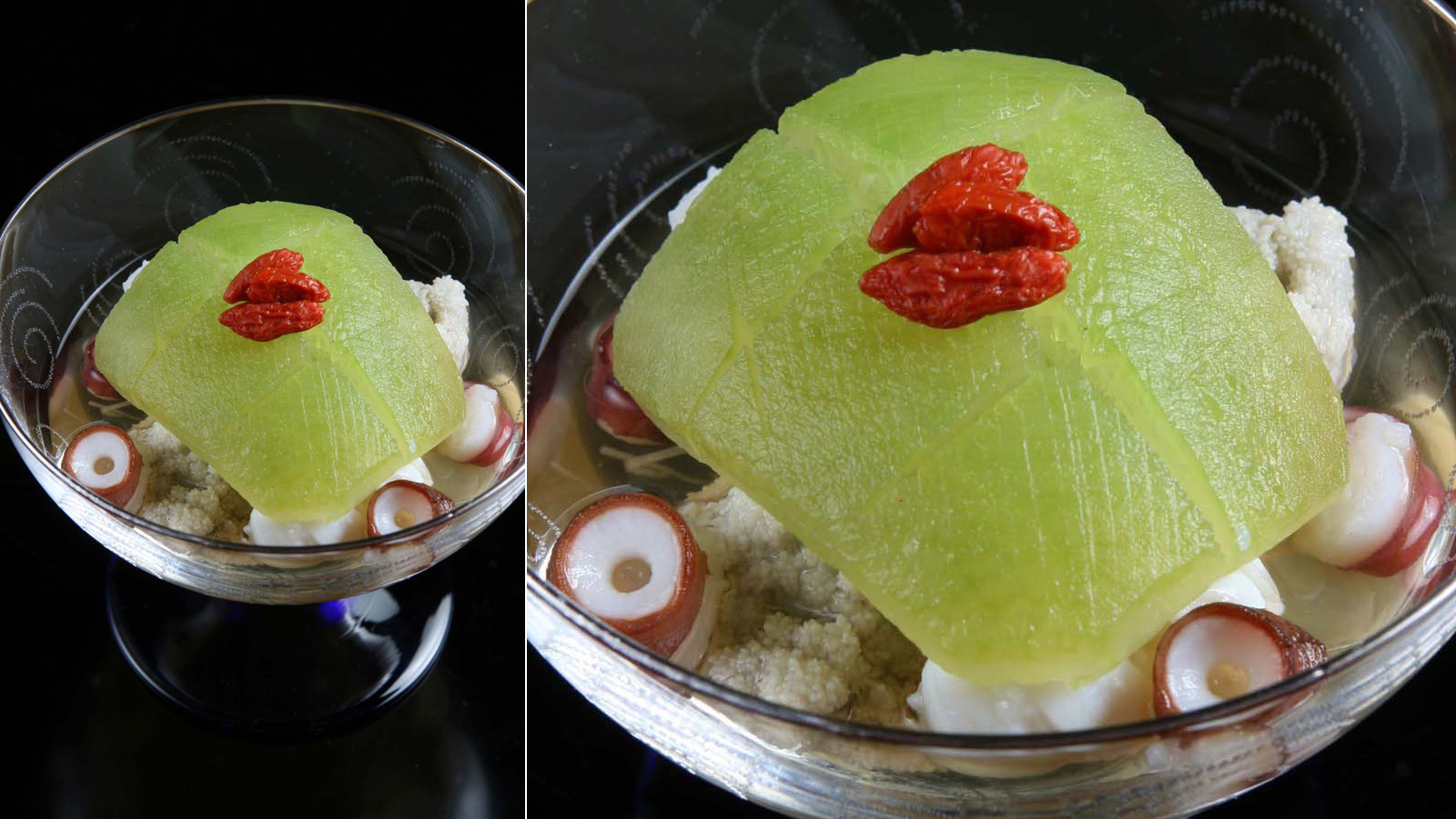 (Appetizer) Winter Melon, Octopus, and Octopus Roe with Tosa Vinegar